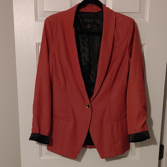 IMAN Jackets & Blazers - Shimmery Chic Blazer Women's Small Magenta Color Y2K Glam Tailored Smooth Party
